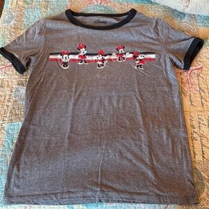 Disney Gray T-Shirt with Minnie Mouse Pattern